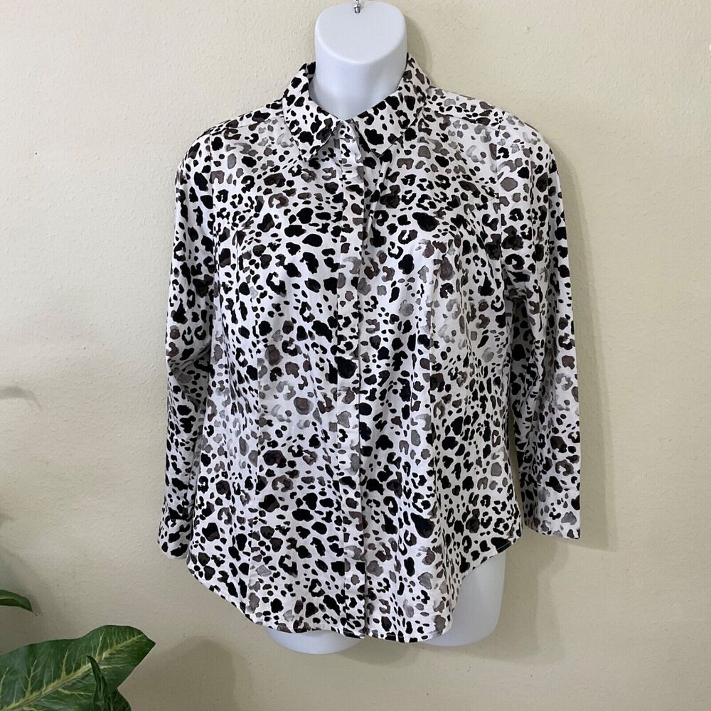 Lane Bryant Blouse top women plus size 18 Animal Print Button Up multicolor